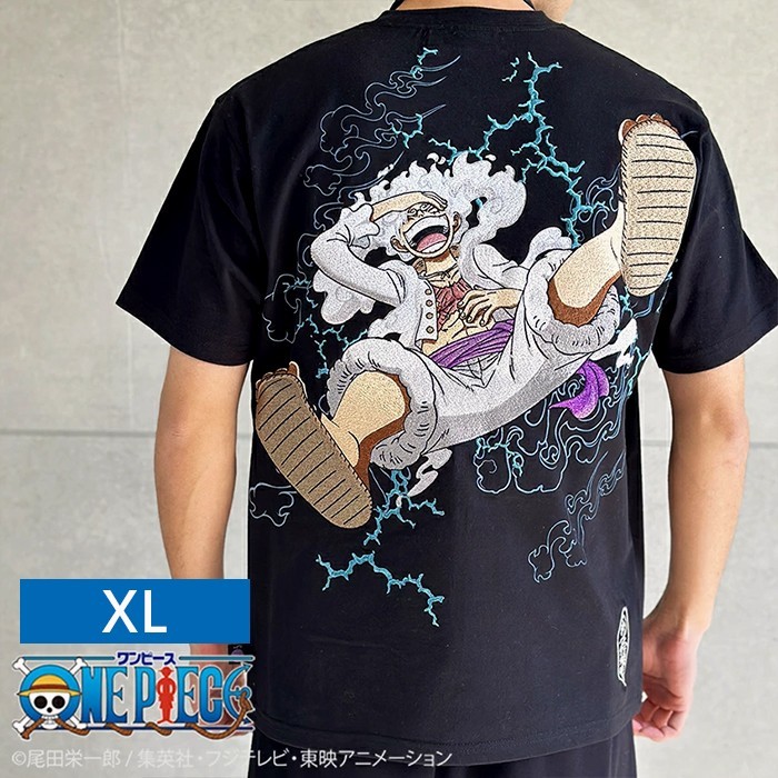 ONE PIECE Luffy x Karakuri Soul Nika Gear 5th Tee Embroidered T-shirts Black XL