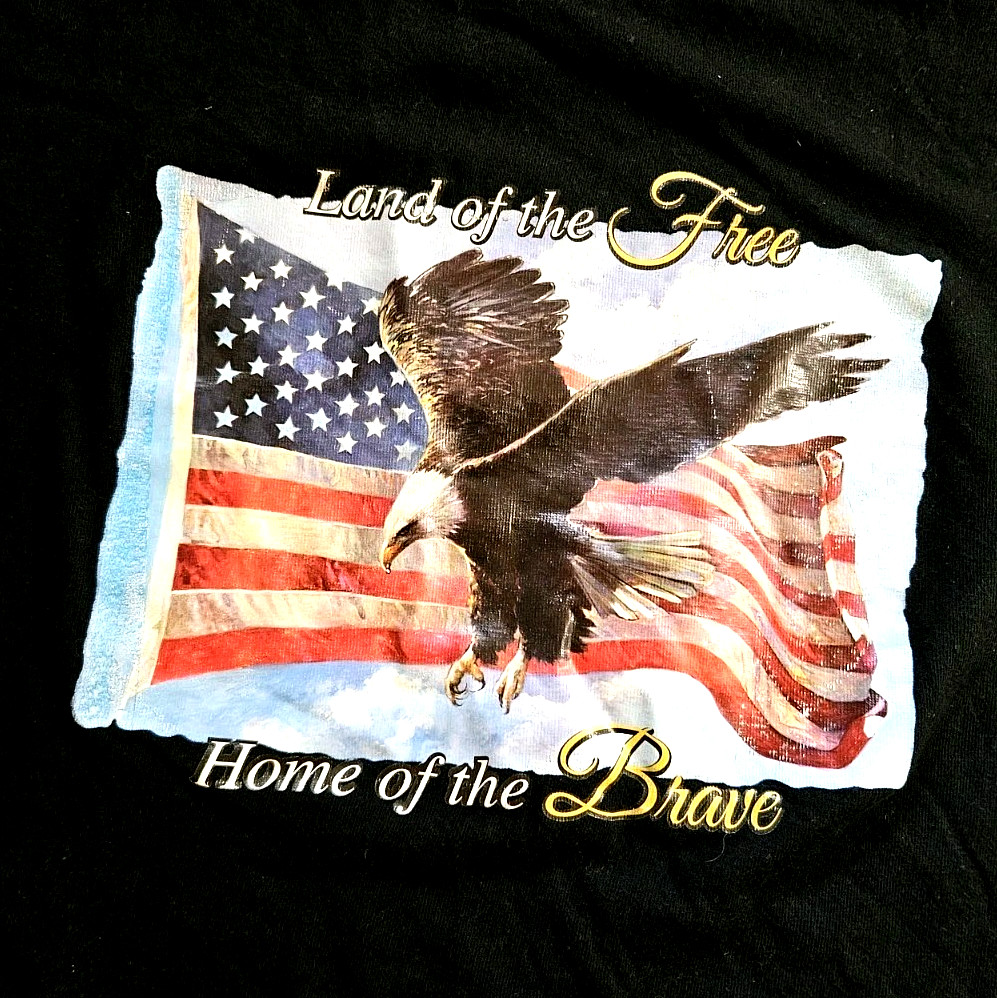 Land of the Free Home of the Brave T Shirt Eagle Flag USA Large gallery