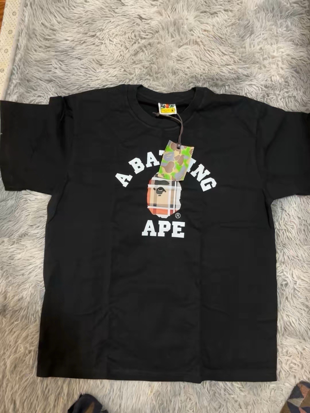 A Bathing Ape BAPE Black Ape Head Logo Graphic Tee Cotton Crew Neck Men's M gallery