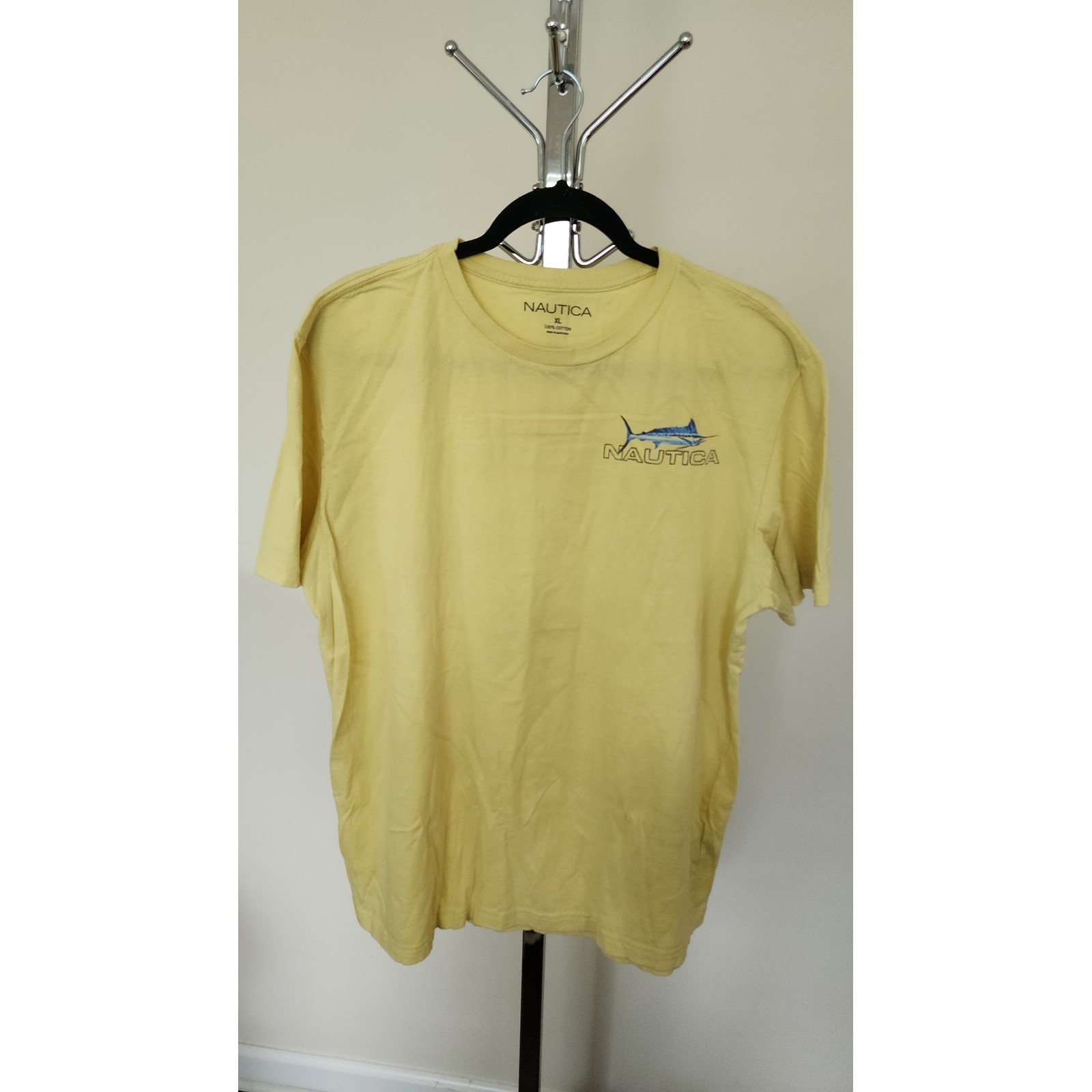 Nautica Mens XL Yellow Marlin Fish Graphic Tee Short Sleeve Cotton T-Shirt