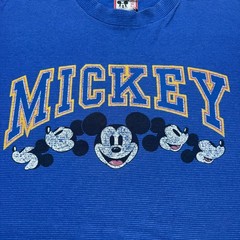 Vintage 90s Disney Mickey Mouse Ribbed Texture Striped T-Shirt USA – Large/XL