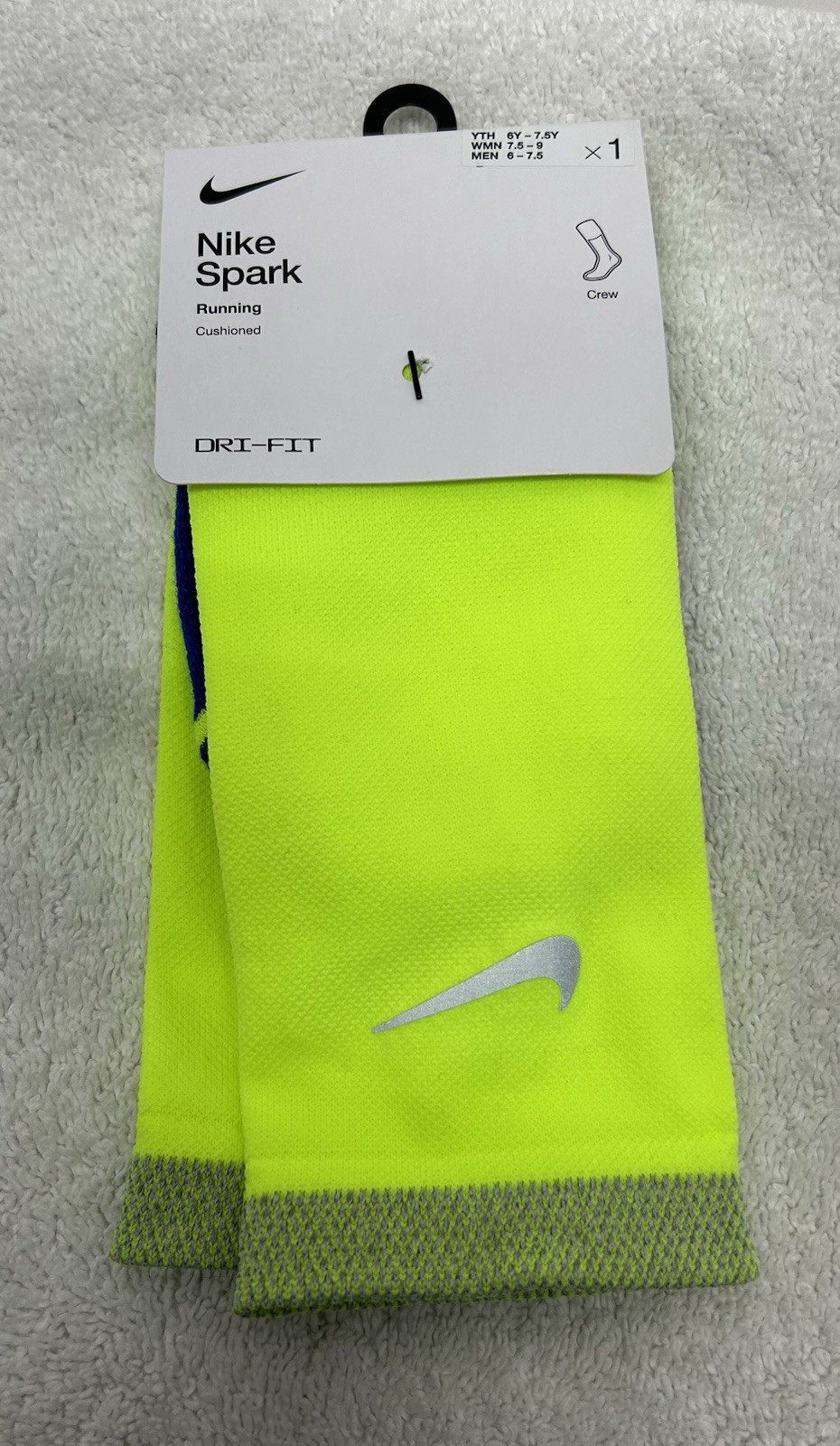 Nike Womens Size 7.5-9 Spark Cushioned Crew Neon Green Socks (U8)