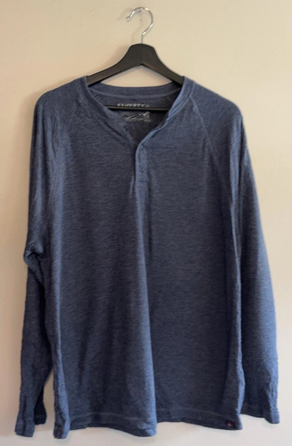 Faherty Cloud Cotton Henley Shirt Mens XL Blue Long Sleeve Tagless Tee Jersey
