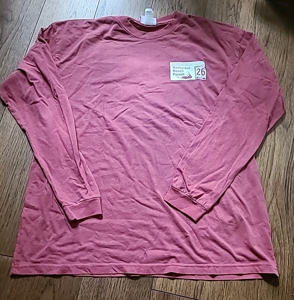 Nantucket Beach Permit 26, Long Sleeve Scarlet Color W/white. Size XXL gallery
