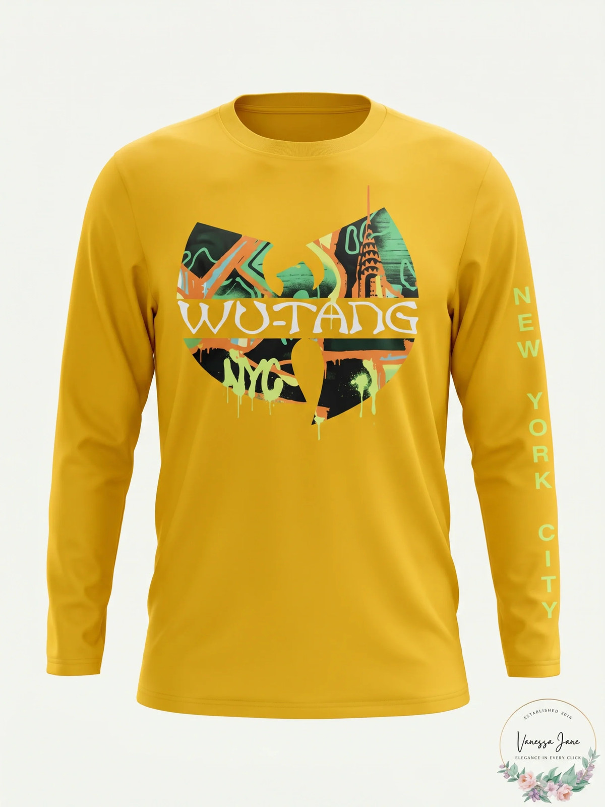 Wu-Tang Clan Graffiti Mens Graphic T-Shirt Yellow Size Large gallery