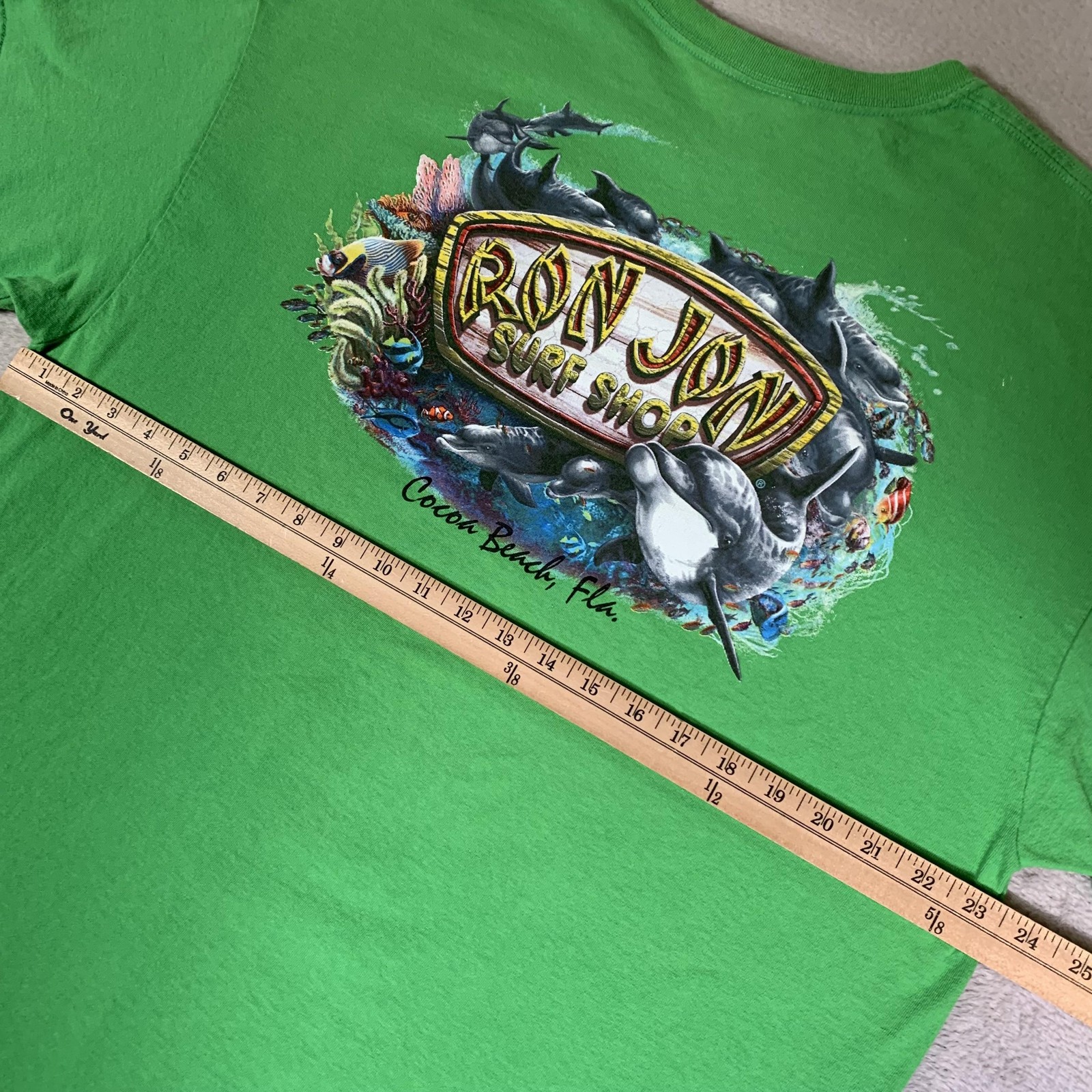 Ron Jon Surf Shop Shirt Mens XL Green Cocoa Beach Florida Ocean Dolphin Beach gallery