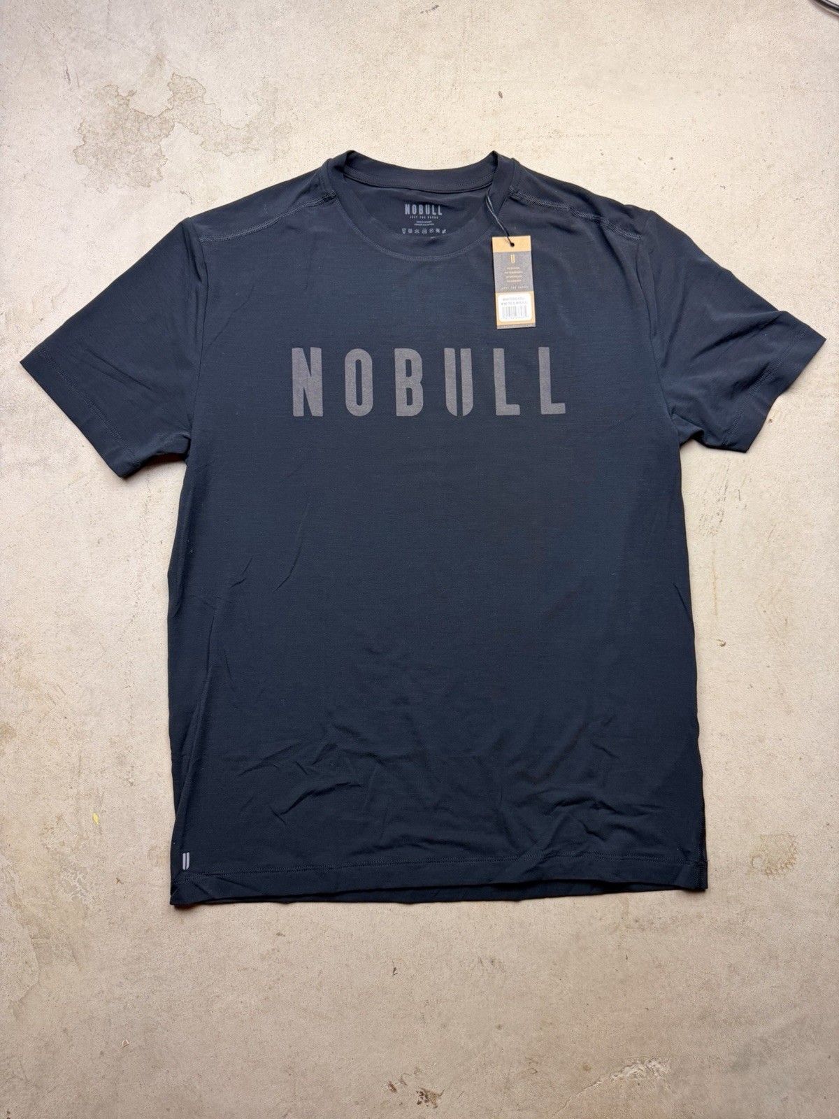 Nobull Short Sleeve T Shirt Mens L Black Lightweight Stretch Workout Spellout gallery