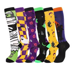 6 Pairs Halloween Compression Socks for Women Men, Crazy Compression Socks F…