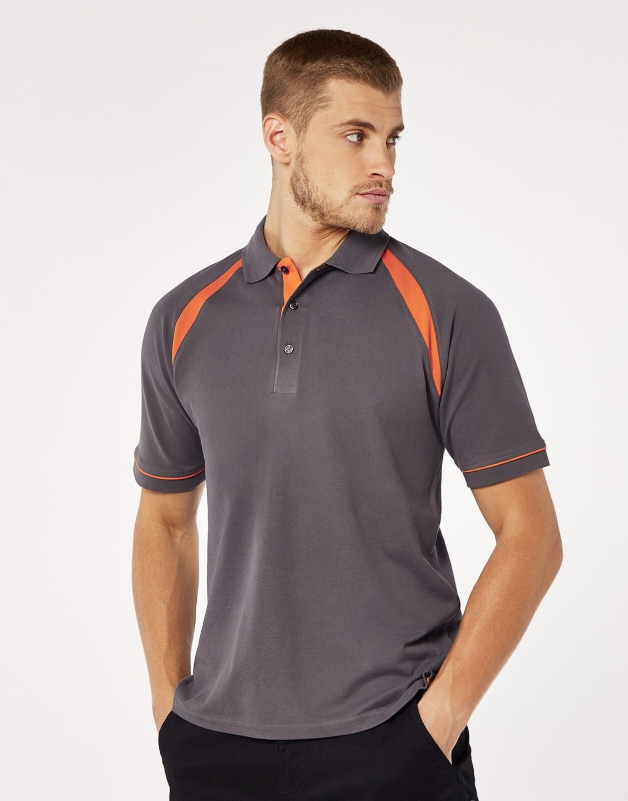 Mens Polo Shirts Short Sleeve Raglan Contrast Trim Cotton Pique Collared T Shirt gallery