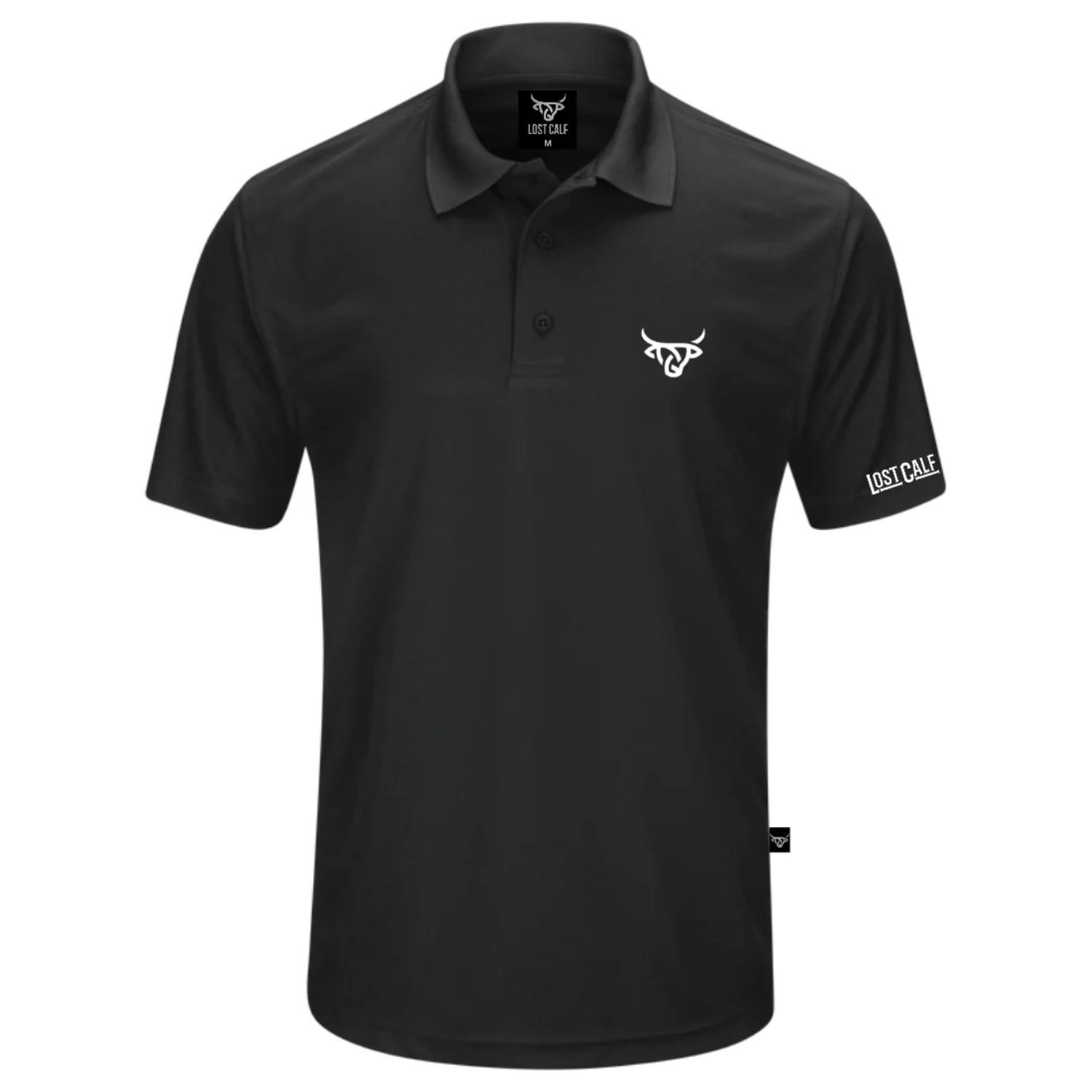 Lost Calf Mens Polo Short Sleeve Tee Shirt, Black gallery