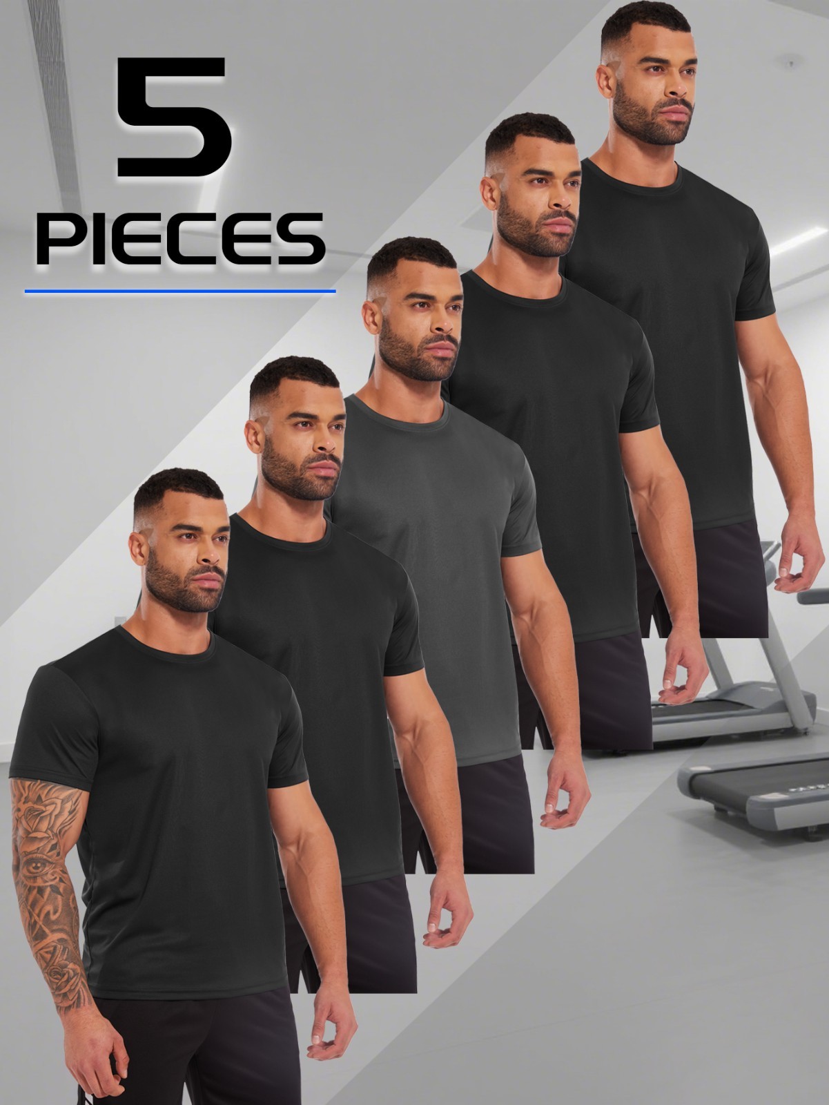 5 Pack MEETHOO Men Outdoor T-Shirts Active Quick Dry Fitness Top Sports Running gallery
