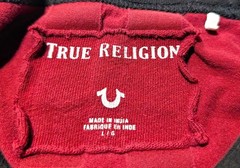 True Religion Red Black Contrast Trim Logo Back Graphic T Shirt Large Streetwear