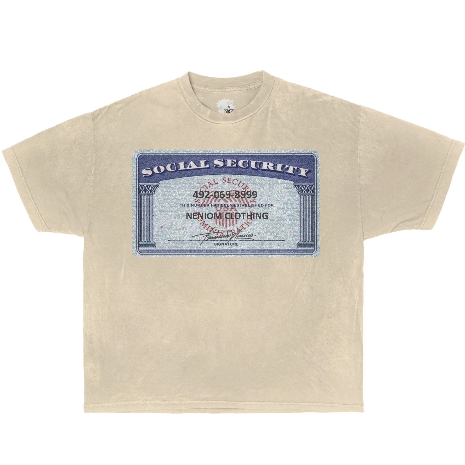 Neniom Social Security Card Boxy Shirt Streetwear Y2K Vintage Tees gallery