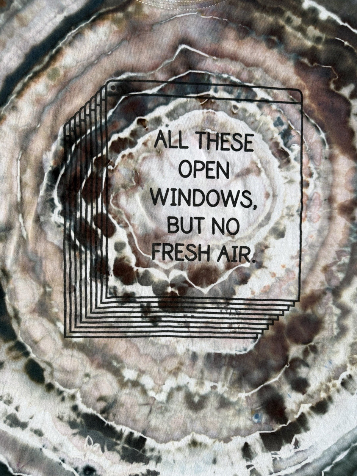 Geode Ice Dyed Tie Dye Fuckjerry Open Windows Fresh Air Meme Shirt Large gallery