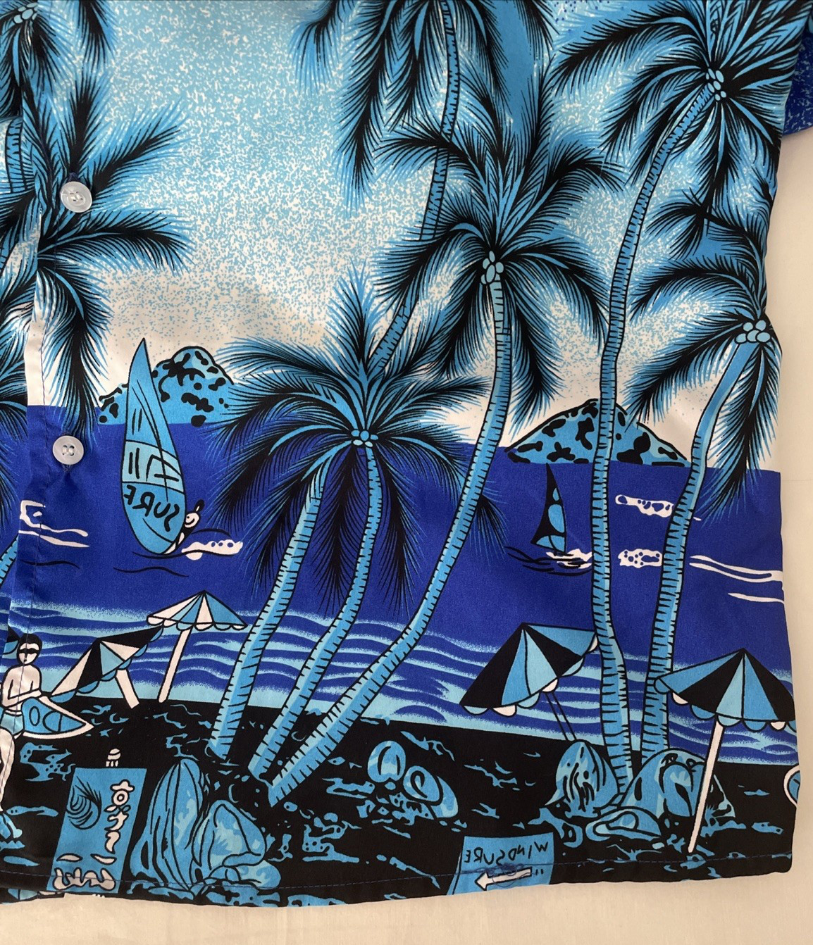 Beach & Palm Tree Hawaiian Shirt Fight The Wolf Men's Summer Shirt Size XL gallery