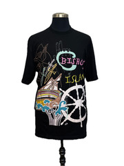 ARTFUL DODGER Men’s Multicolor Print Stitched “Bishops Island” Sz.Large Tee