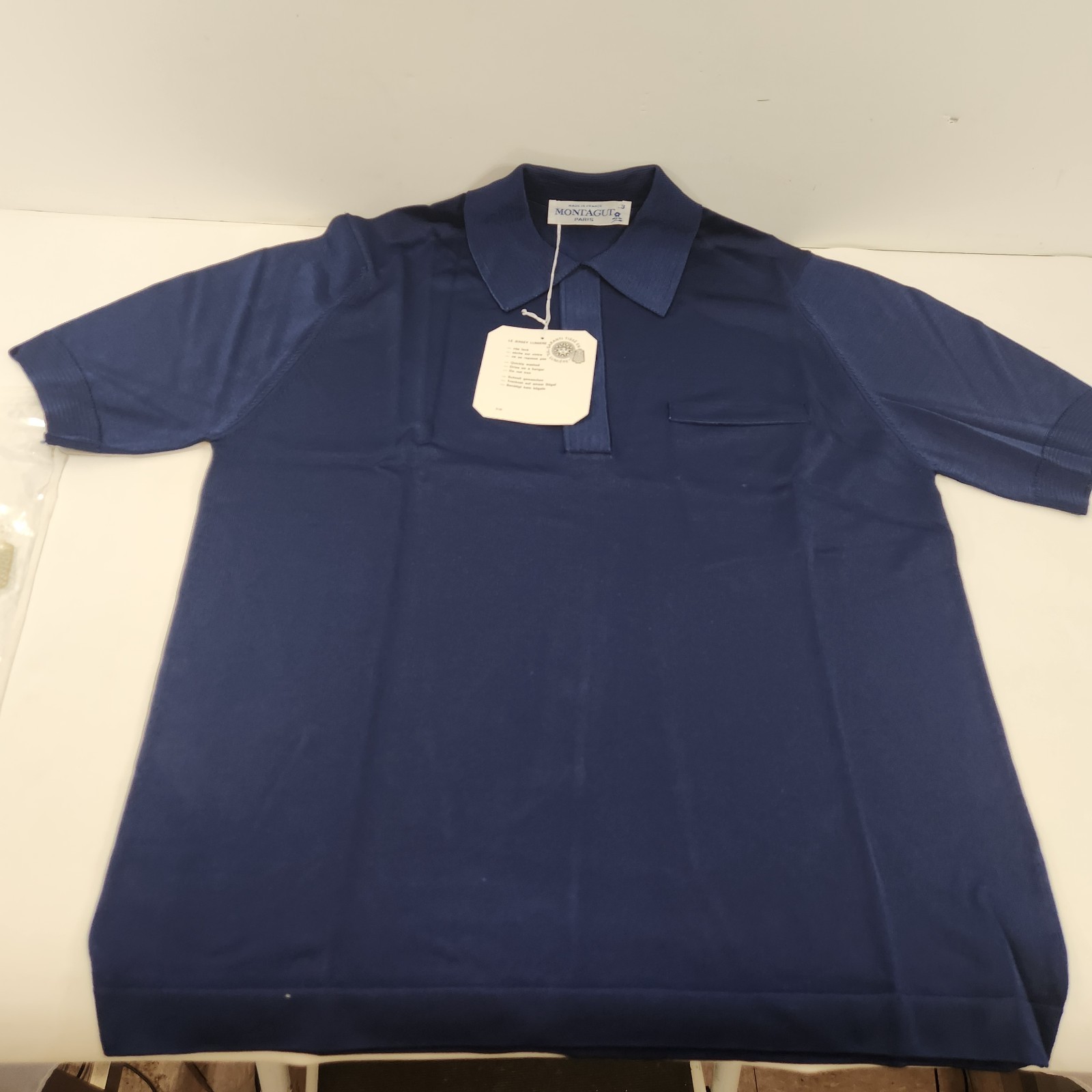 Vintage Montagut Raymond Mens Shirt Marine Blue Size 3 Polyamide BRAND NEW gallery