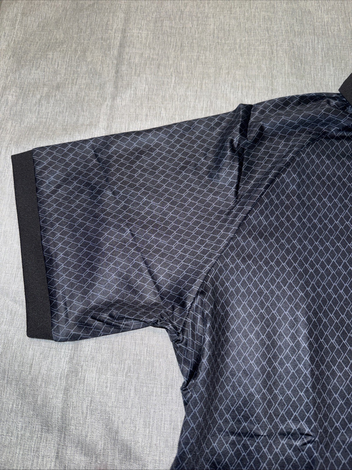 Retro Open Collar Polo In Square Geo Print XL -Brand- Tailored Athlete gallery