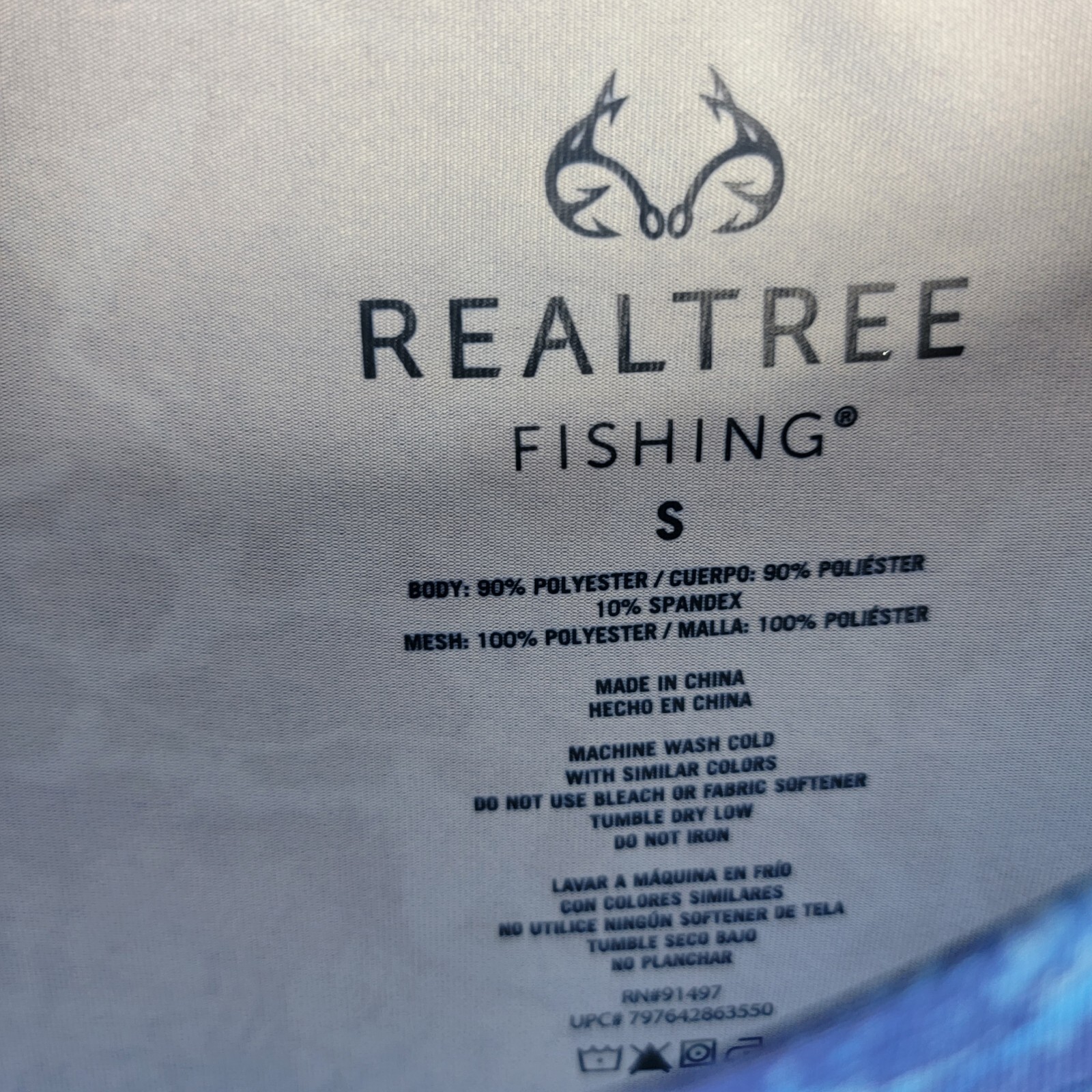 Realtree Fishing Shirt Mens Small Performance Blue Wave Print Hunting Outdoor gallery