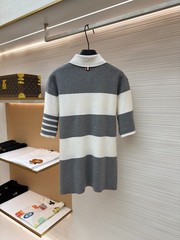 Thom Browne Polo — Wide-Striped, 100% Cotton, Short-Sleeve; Size M (Fitted Cut)
