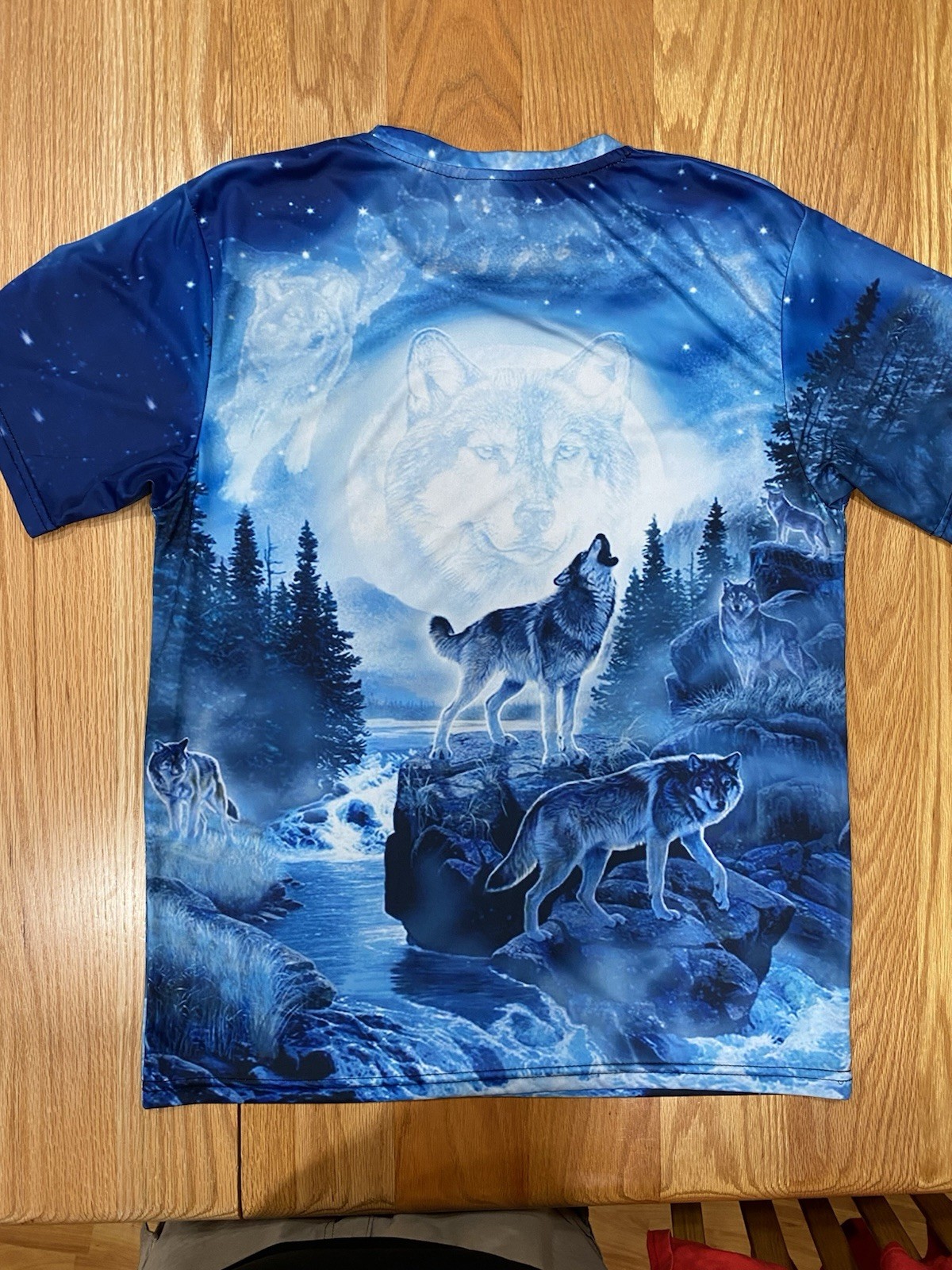 Wolves Lake Mountains Microfiber Unisex L Colorful Full Graphic Print Front Back gallery