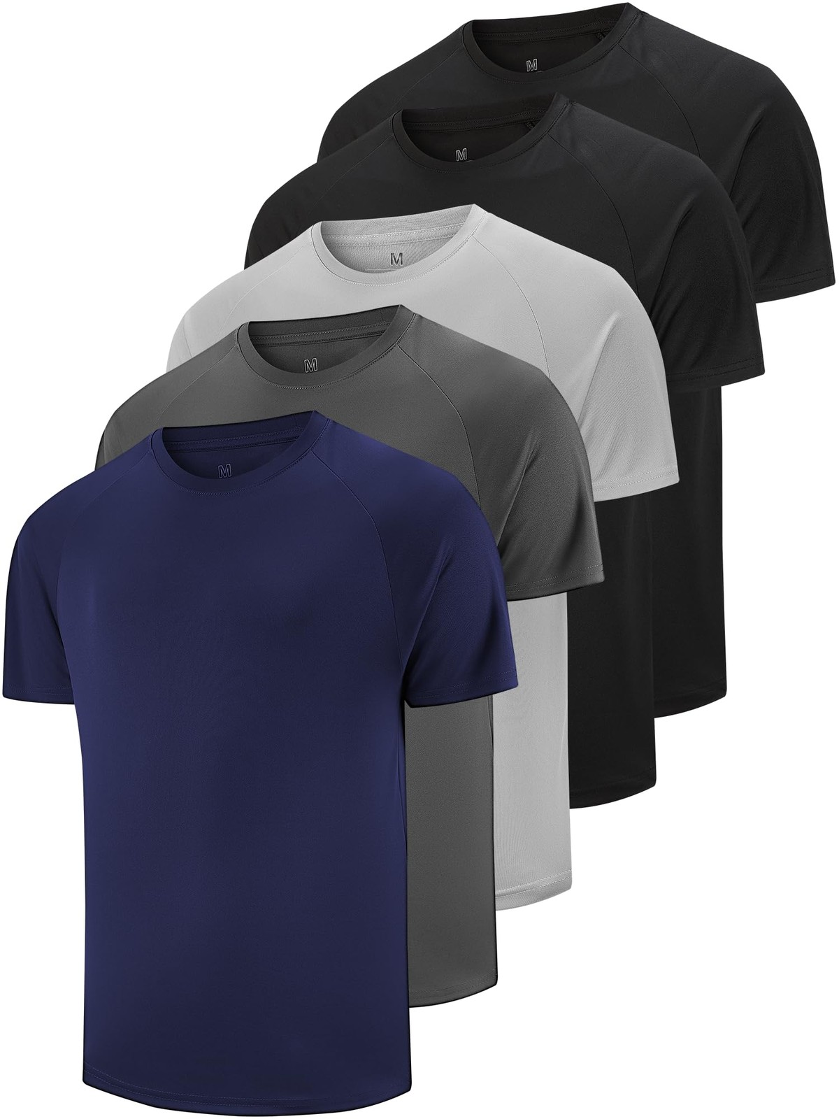 5 Pack Men's Dry Fit T Shirts Athletic Running Gym Workout Short Sleeve Tee S... gallery