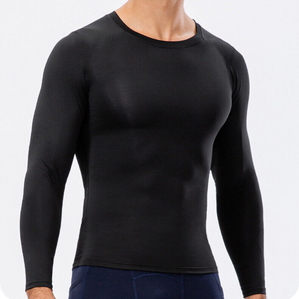 Men's Sports Compression T Shirt Tight Fitness Gym Moisture Wicking Long Shirts gallery