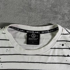 SWITCH Remarkable Striped Splatter Print T-Shirt Mens Large