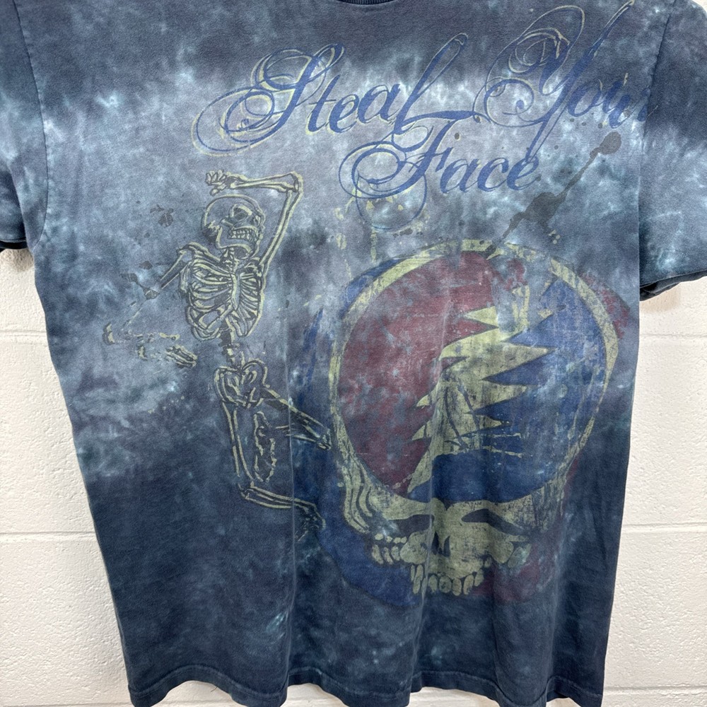 Vintage Liquid Blue Grateful Dead Steal Your Face Tie Dye Graphic Size XL Rare