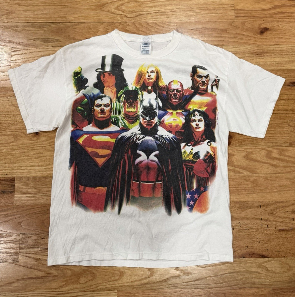 Vintage Delta Magnum Weight DC Comics Superheroes Graphic Print T-Shirt White L