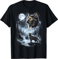 Tortoiseshell Cat Howling at Moon 90’s Retro T-Shirt