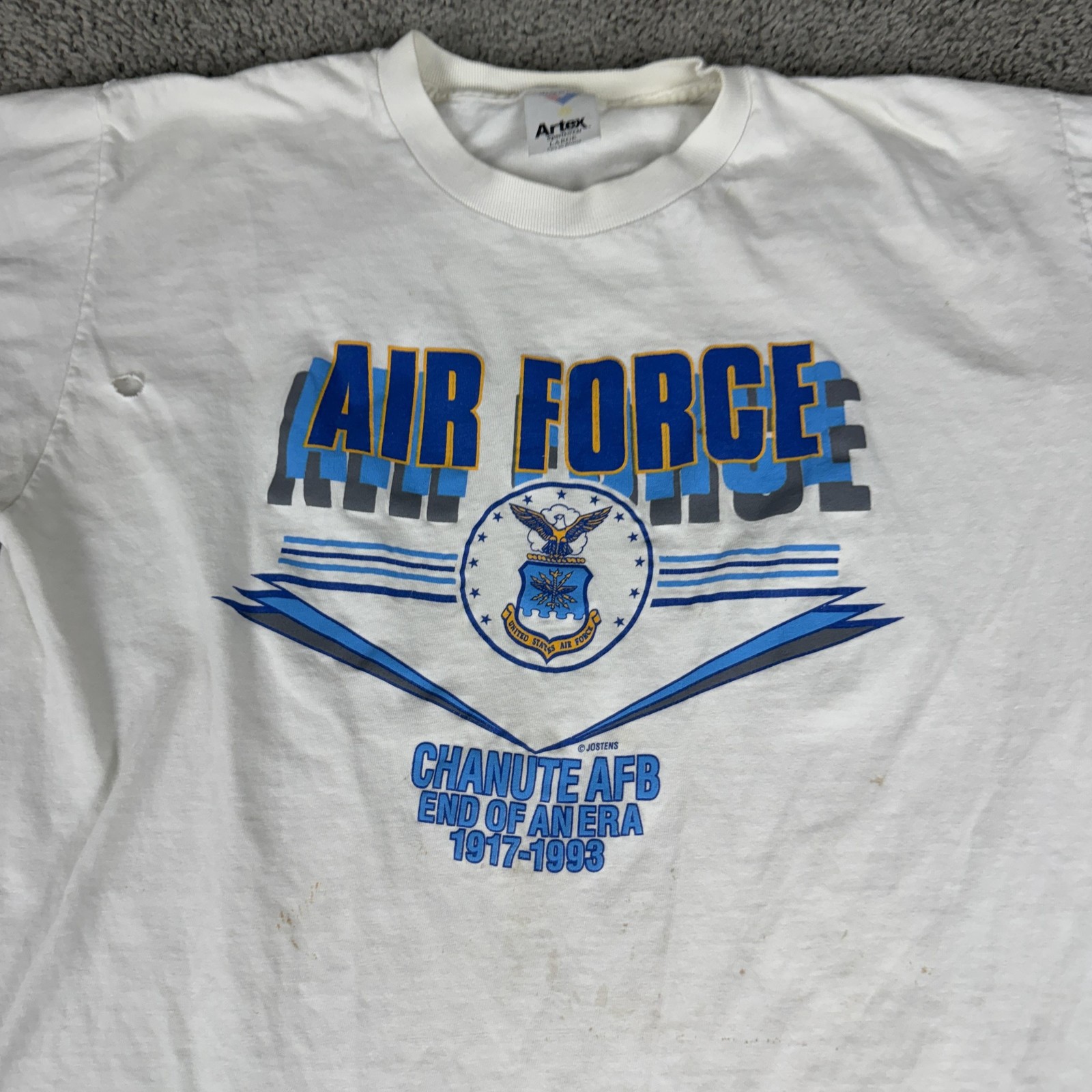 Vintage Artex Air Force Chanute AFB Shirt Mens Large White Graphic 1993 90s gallery