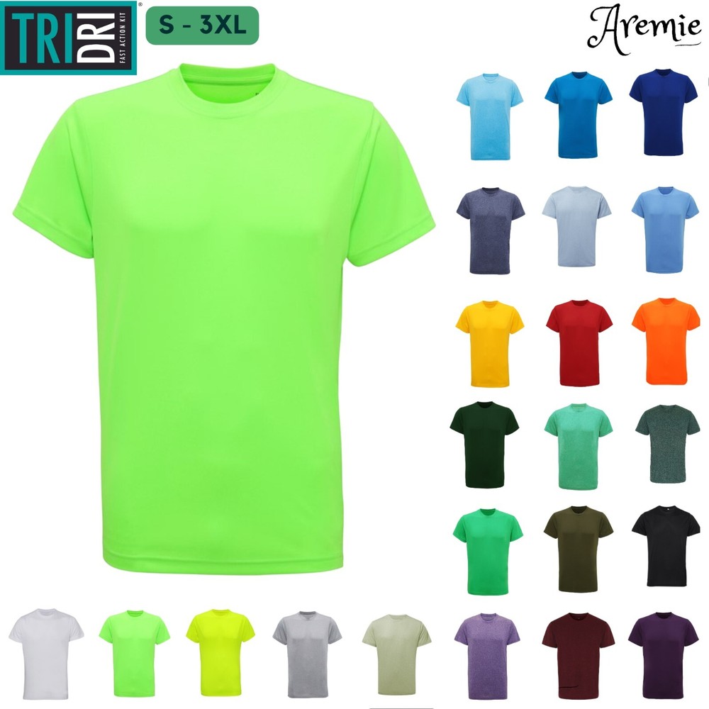 TriDri Mens Short Sleeve Polyester T Shirt | Cool Wicking Quick Dry Fitness Top