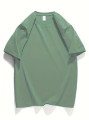 Men’s Classic Solid Plain Cotton Round Hem Scallop Essentials Tshirt S-2XL