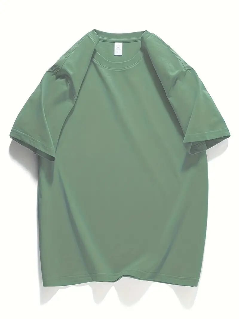 Men's Classic Solid Plain Cotton Round Hem Scallop Essentials Tshirt S-2XL gallery