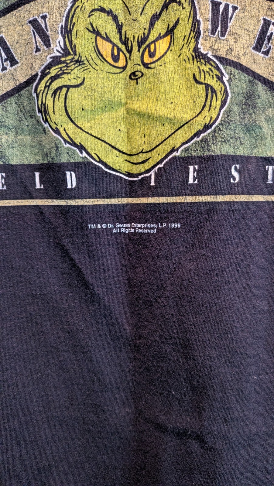 Vintage 1999 The Grinch Mean Wear T-Shirt Dr Seuss Authentic Original Field Test gallery