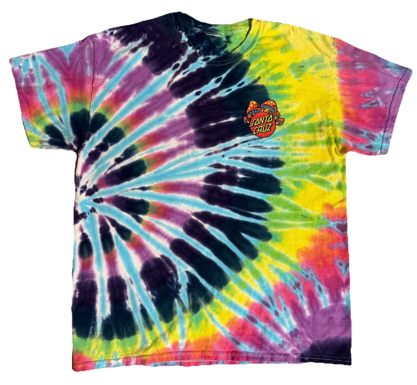 Santa Cruz Skateboards Tie Dye Short Sleeve Tee Shirt Graphic Print Mushrooms LG gallery