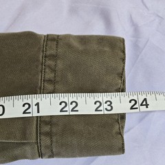 Tread & Supply Army Green Distressed Washed Longsleeve Roll Tab Sz Large Shirt