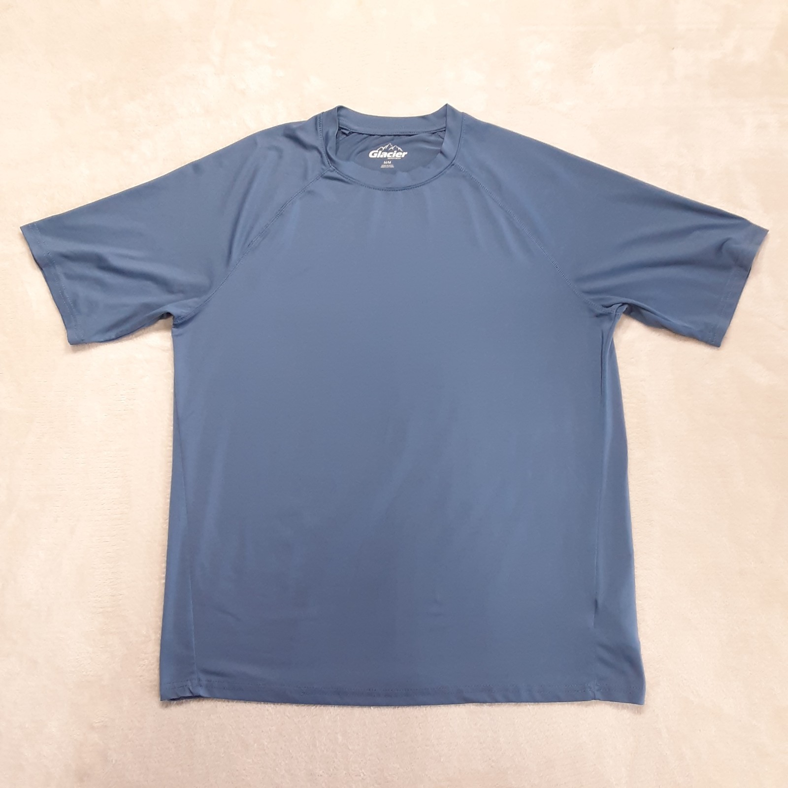 Glacier Mens Performance T-Shirt M Blue Crew SS Athletic Polyester Spandex gallery