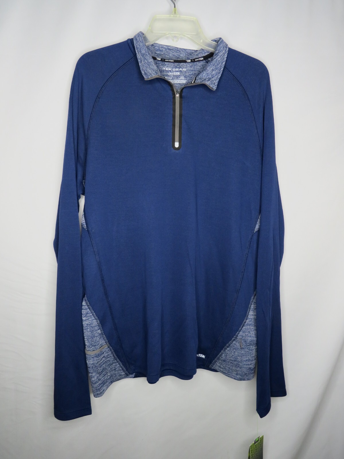 NWT TEK GEAR DRYTEK MEDIEVL BLUE LONG SLEEVE 1/4 ZIP SHIRT SZ L #Y863 gallery