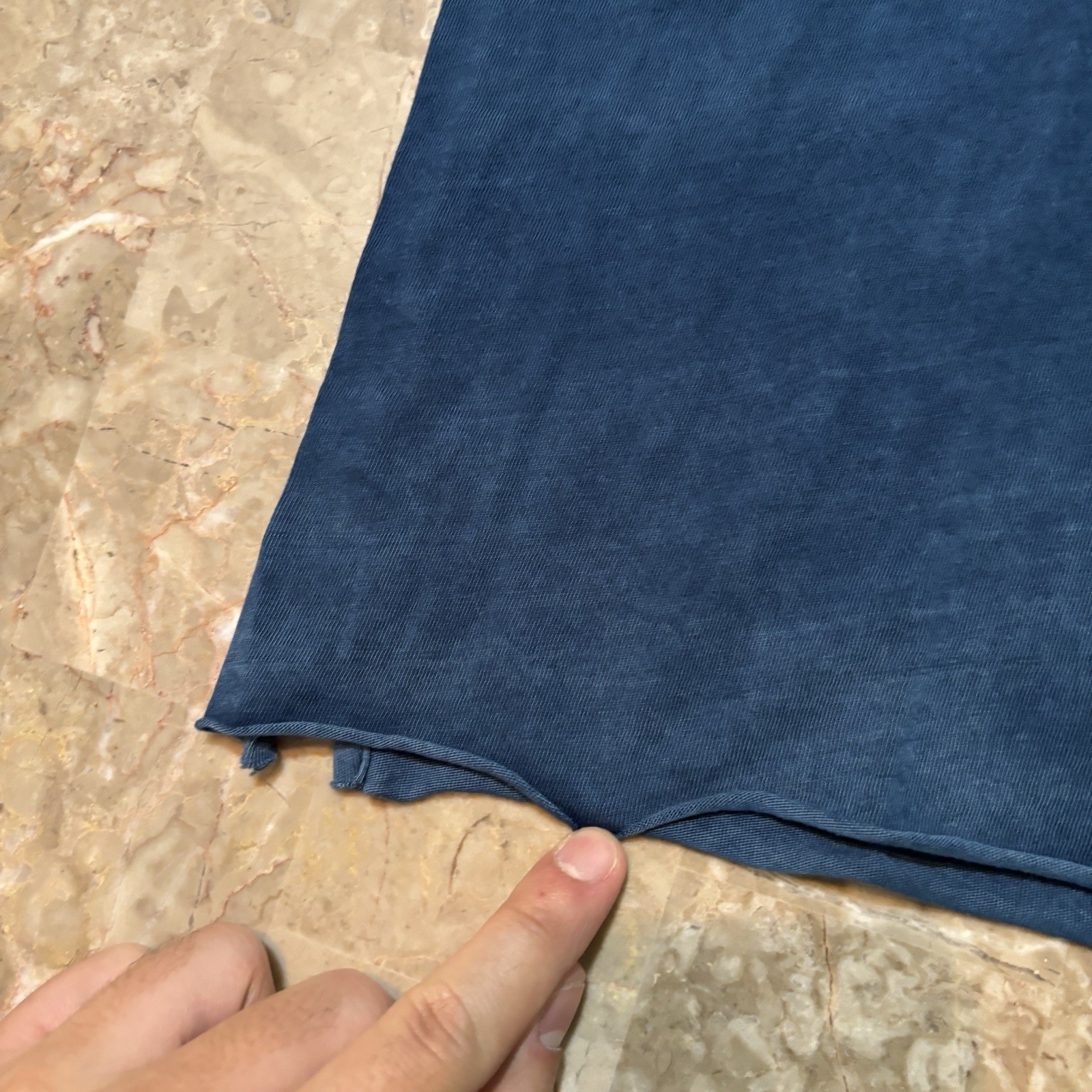 Cotton Citizen Shirt Mens Large Blue Short Sleeve Raw Split Hem 100% Supima USA gallery