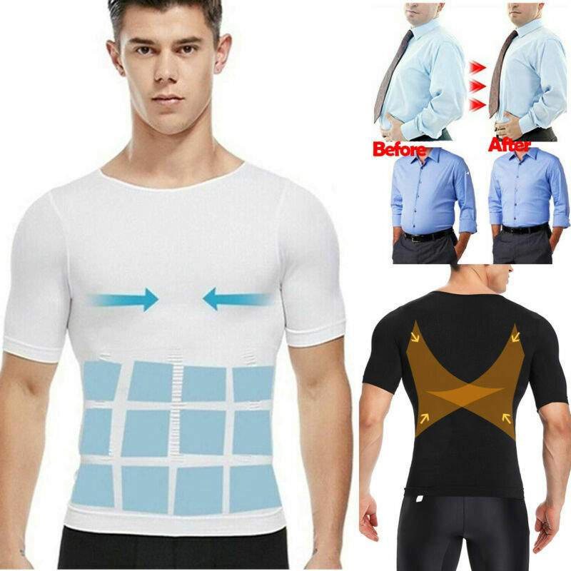 Men Classic Sleeveless Slimming Body Shaper Workout Shirt Belly Control Tank Tee gallery