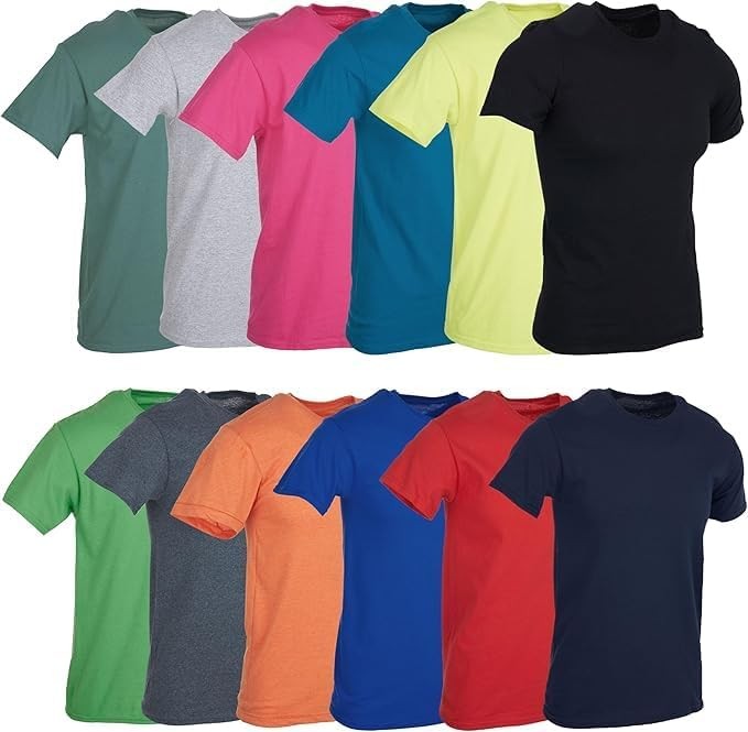 12 Pack SOCKS'NBULK Mens Cotton Crew Neck Short Sleeve T-Shirts Mix Colors gallery