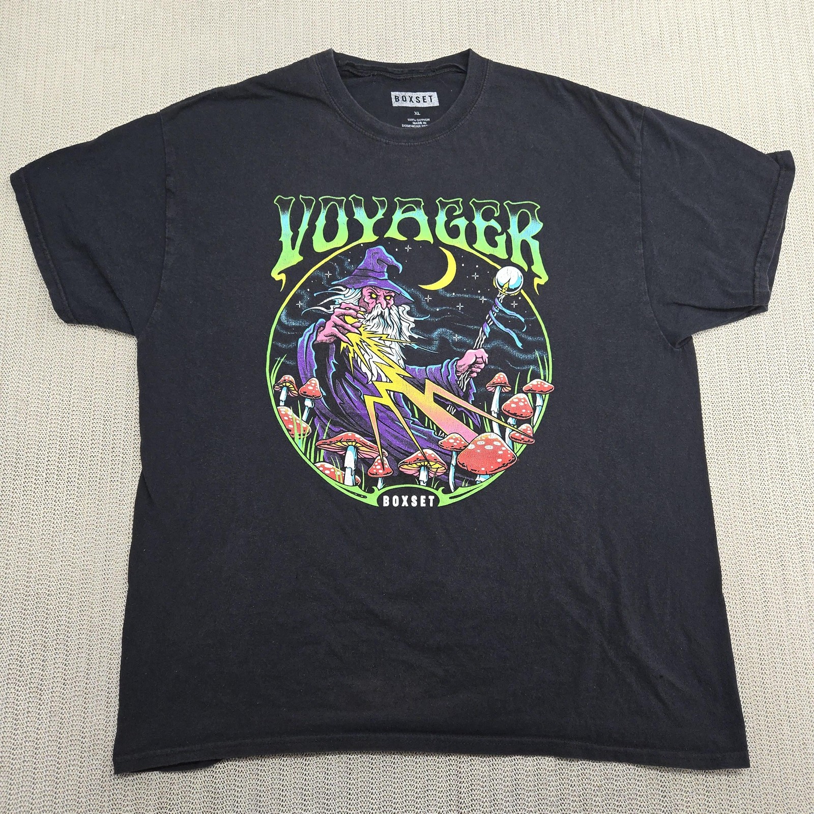 Boxset Voyager Shirt Mens XL Black Graphic Wizard Lightning Psychedelic Tee gallery