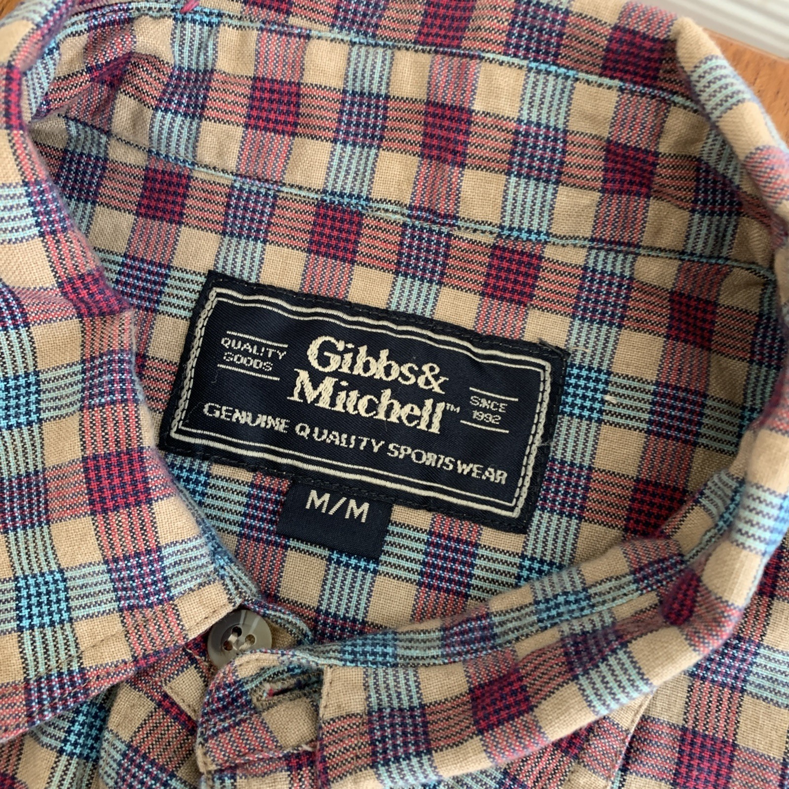 Gibbs & Mitchell Mens Button Down Shirt Long Sleeves 100% Cotton Size M gallery