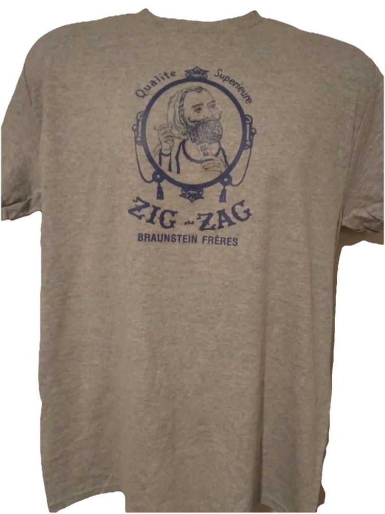 ZIG ZAG ROLLING PAPERS CLASSIC (GRAY) MENS T SHIRT SIZE LARGE NEW