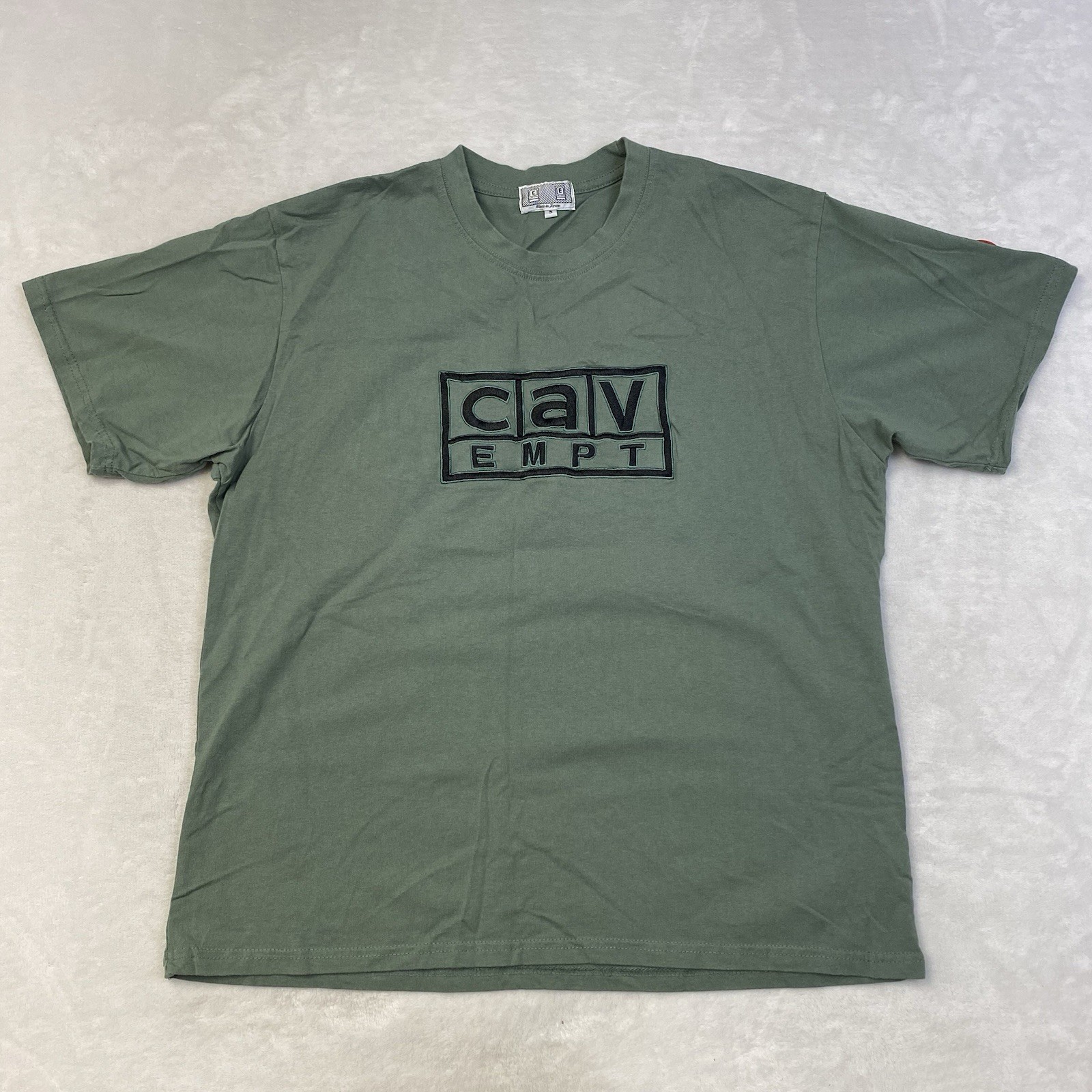 Vintage Cav Empt Shirt Mens Small Green Embroidered Logo Sleeve Patch Japan