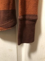 Mens Y2K Mossimo Supply Utility Orange Brown Knit Thermal Striped Shirt Size S