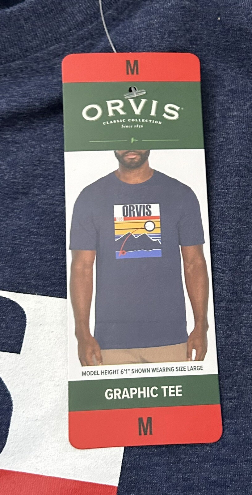 Orvis Classic Fit 1856 Fishing Graphic Mountain T Shirt Blue Mens Size Medium.. gallery