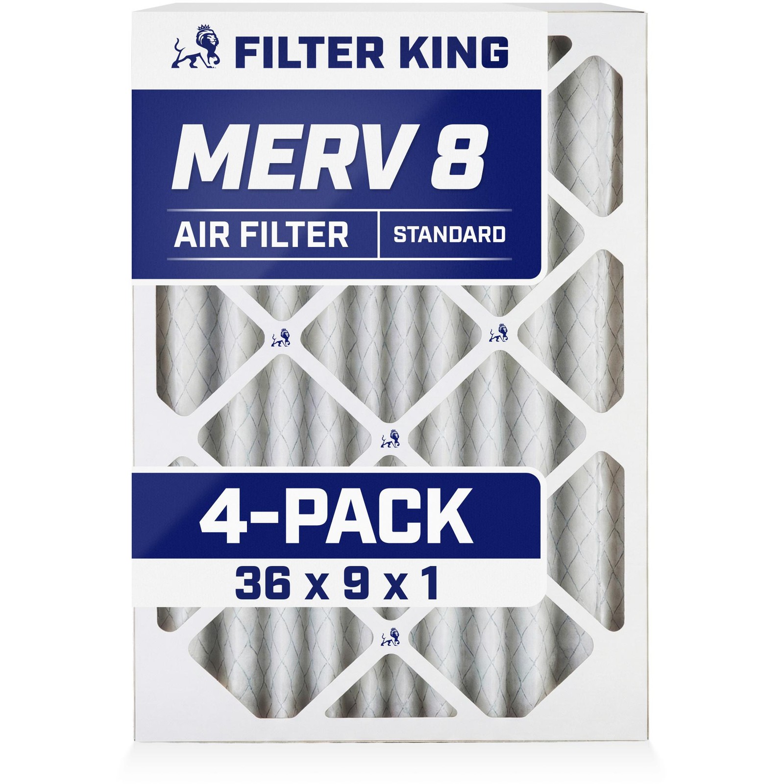Filter King 36x9x1 Air Filter 4-PACK MERV 8 Actual Size 36 x 9 x .75″